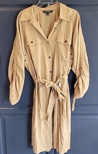 NWT Lauren by Ralph Lauren 14P Petite Khaki Shirt Dress #C781